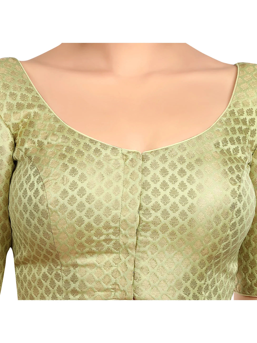 Pista Green Brocade Printed Blouse