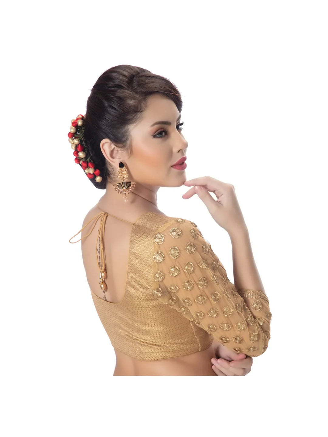 Gold Brocade Embroidered Sleeves Blouse