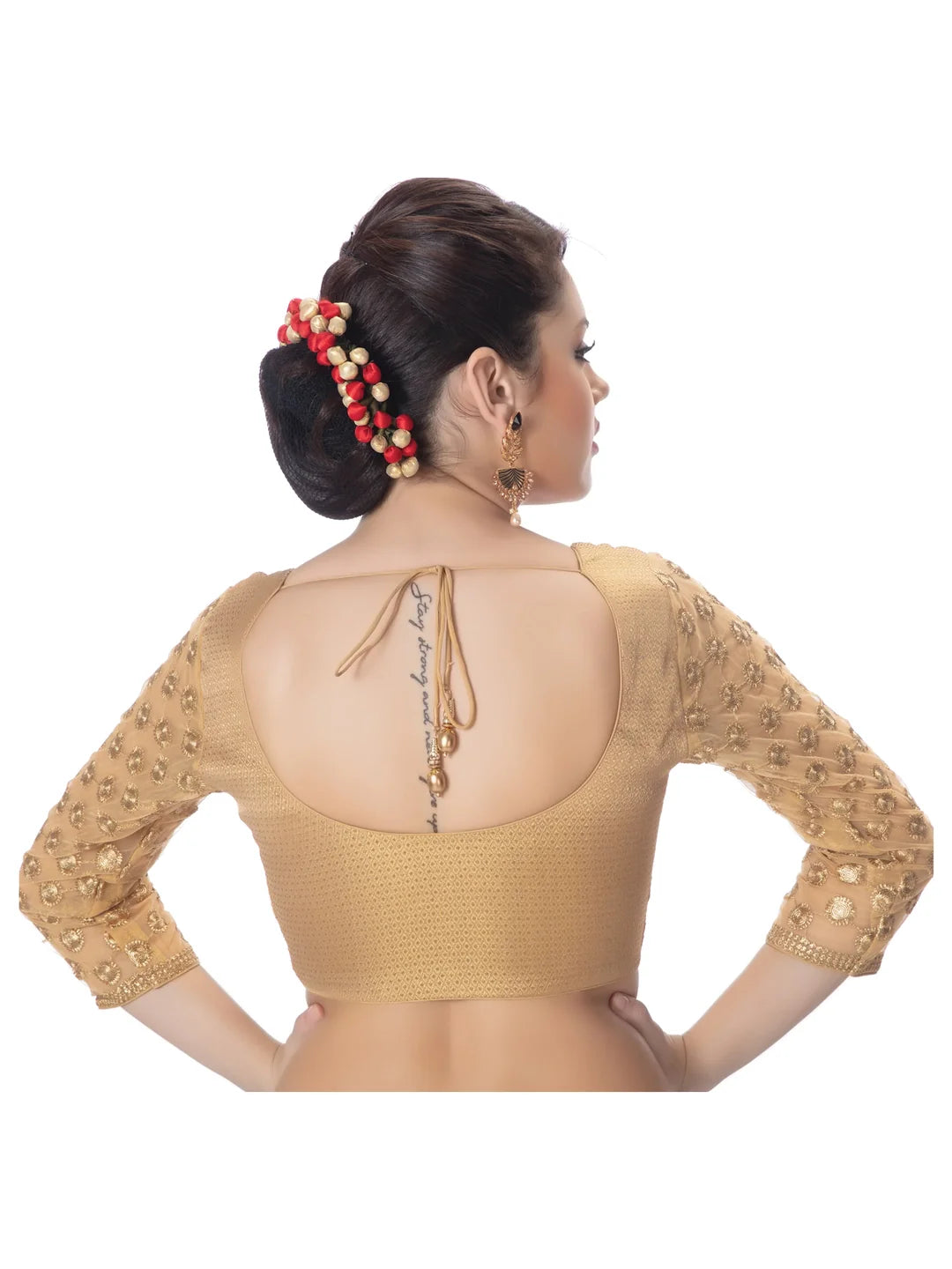 Gold Brocade Embroidered Sleeves Blouse