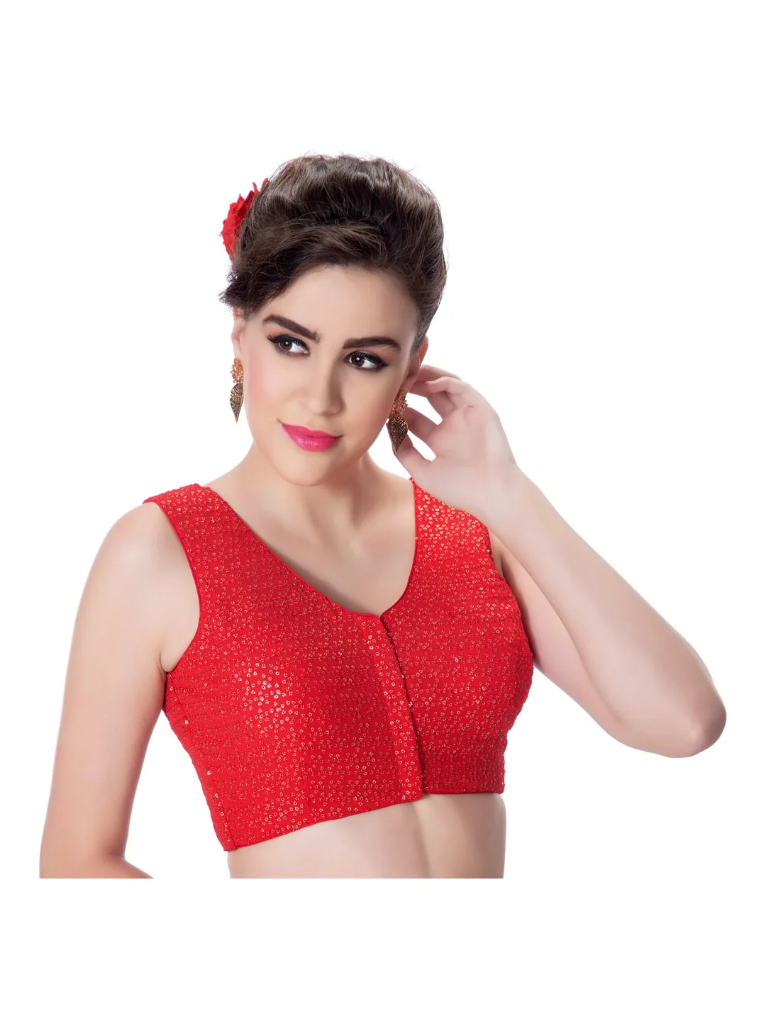 Red Sequin Work Blouse