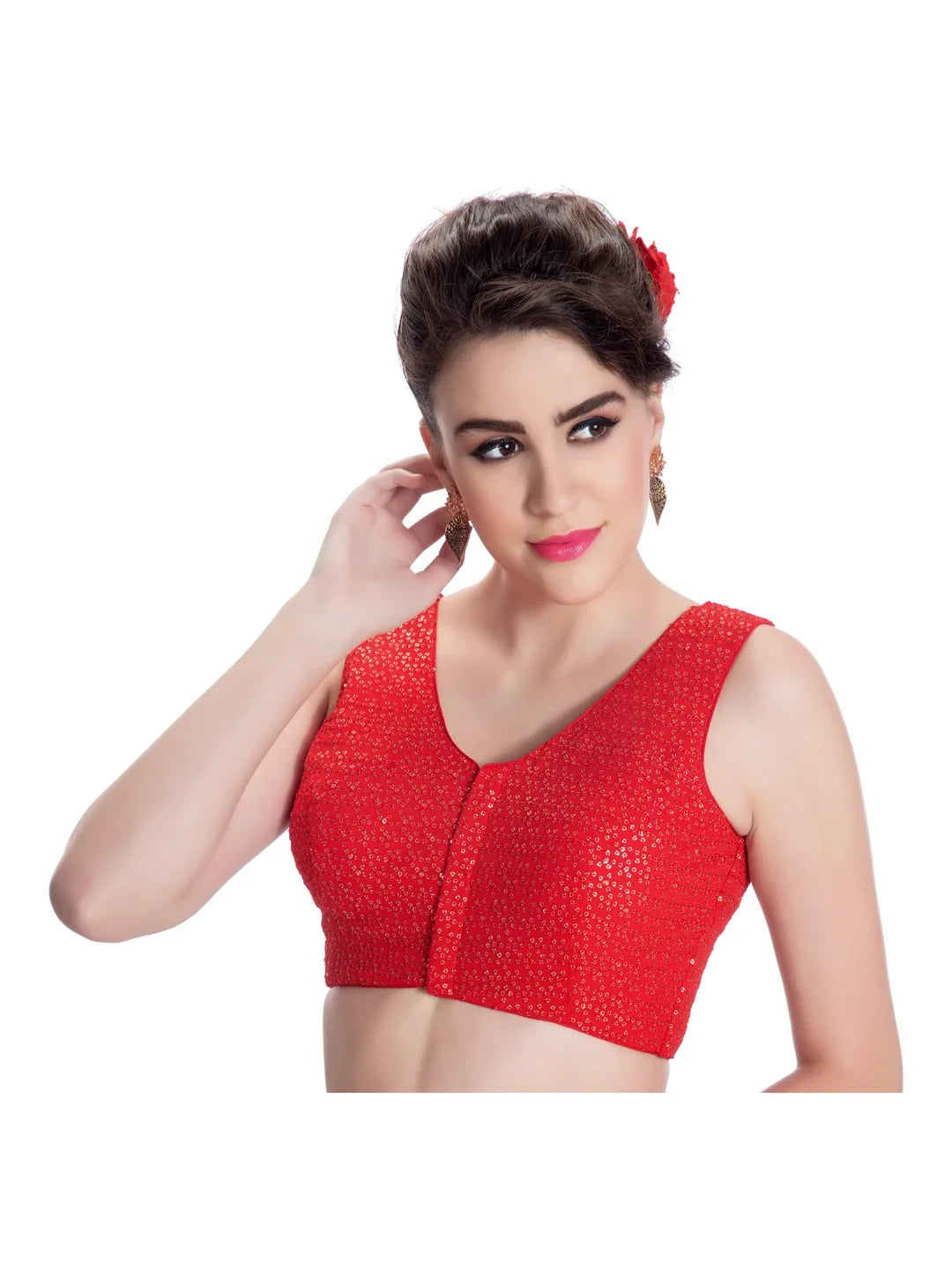 Red Sequin Work Blouse