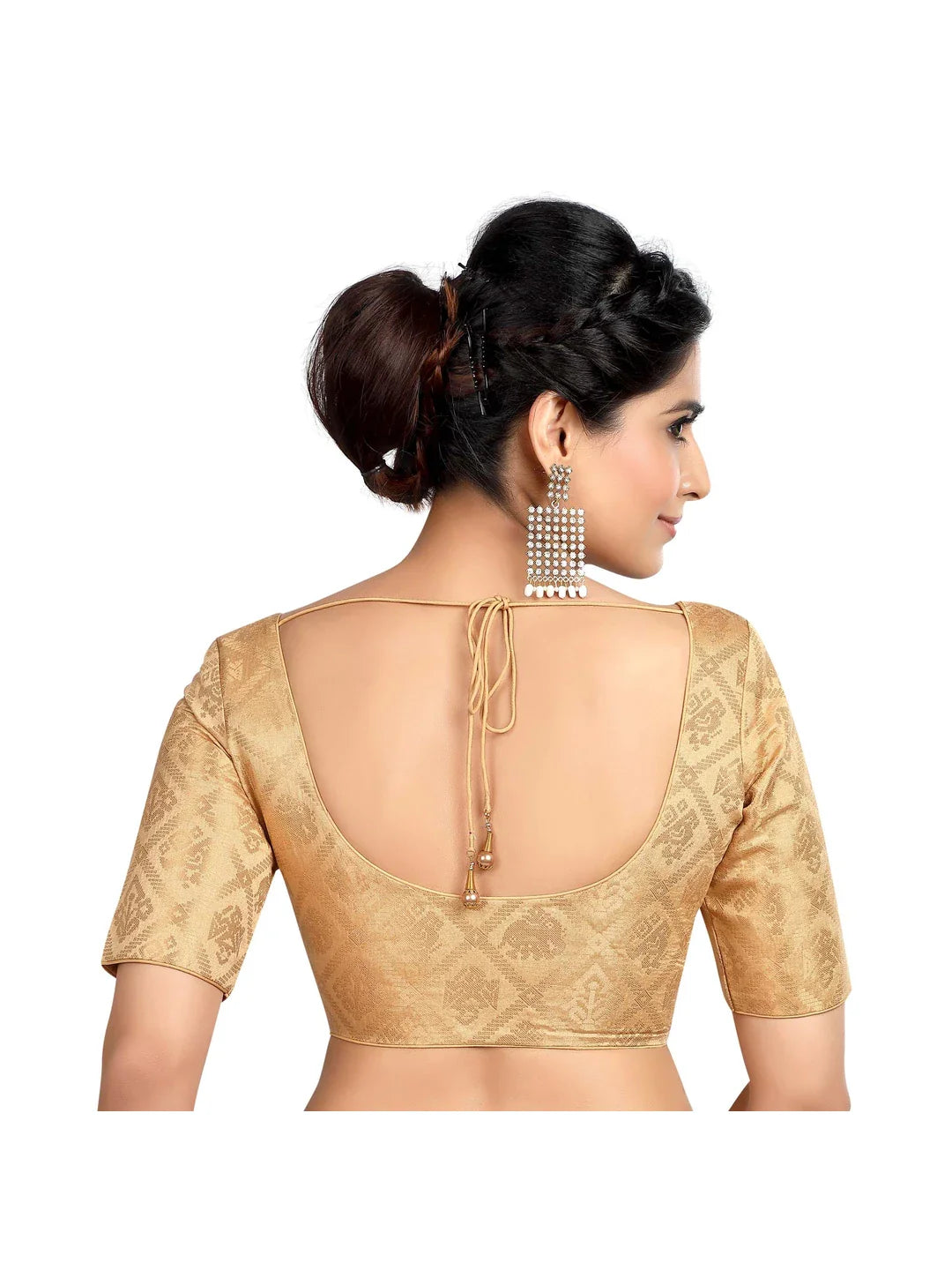 Gold Printed Brocade Blouse