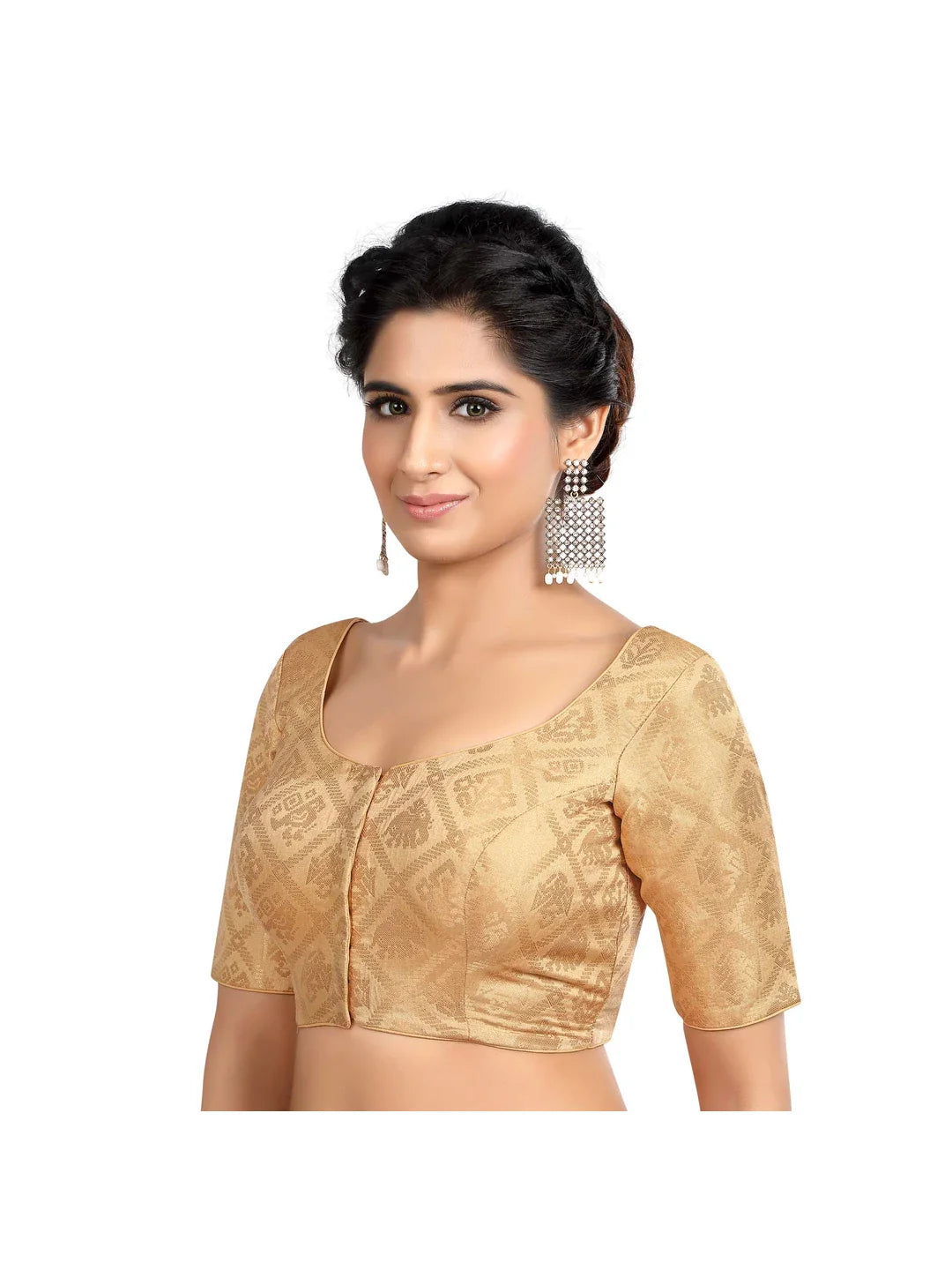 Gold Printed Brocade Blouse