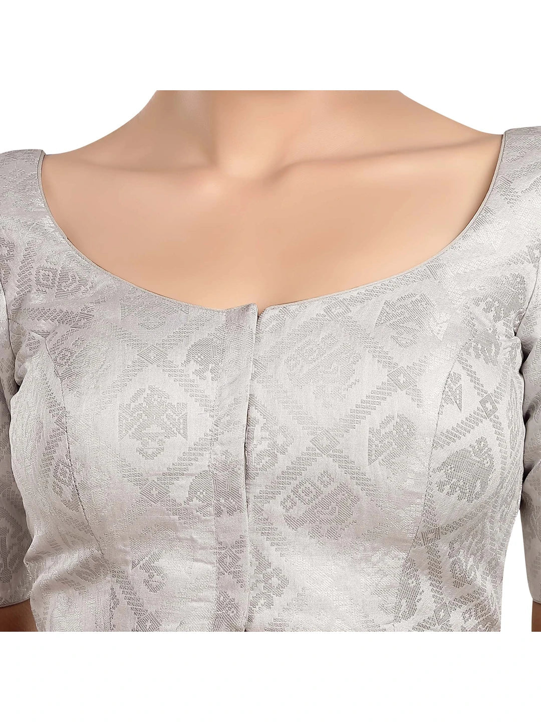 Silver Printed Brocade Blouse