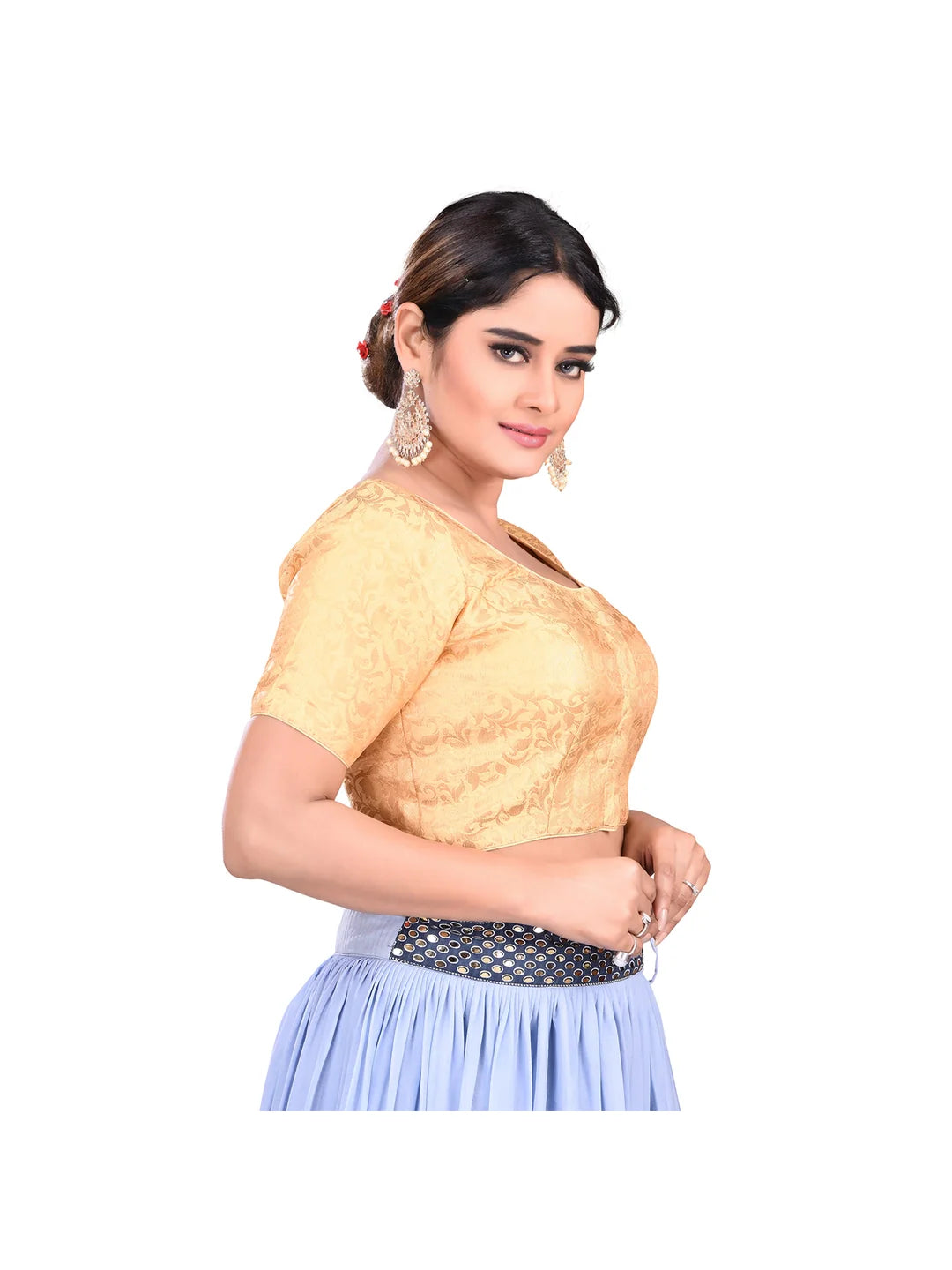 Gold Printed Brocade Blouse