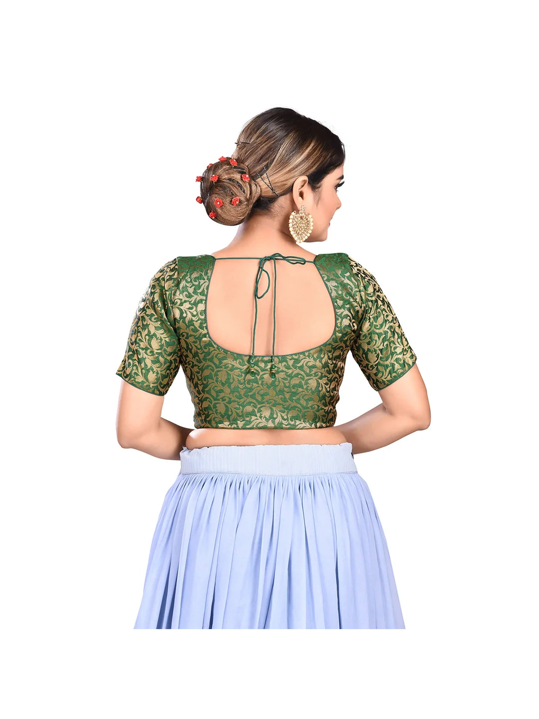 Green Printed Brocade Blouse