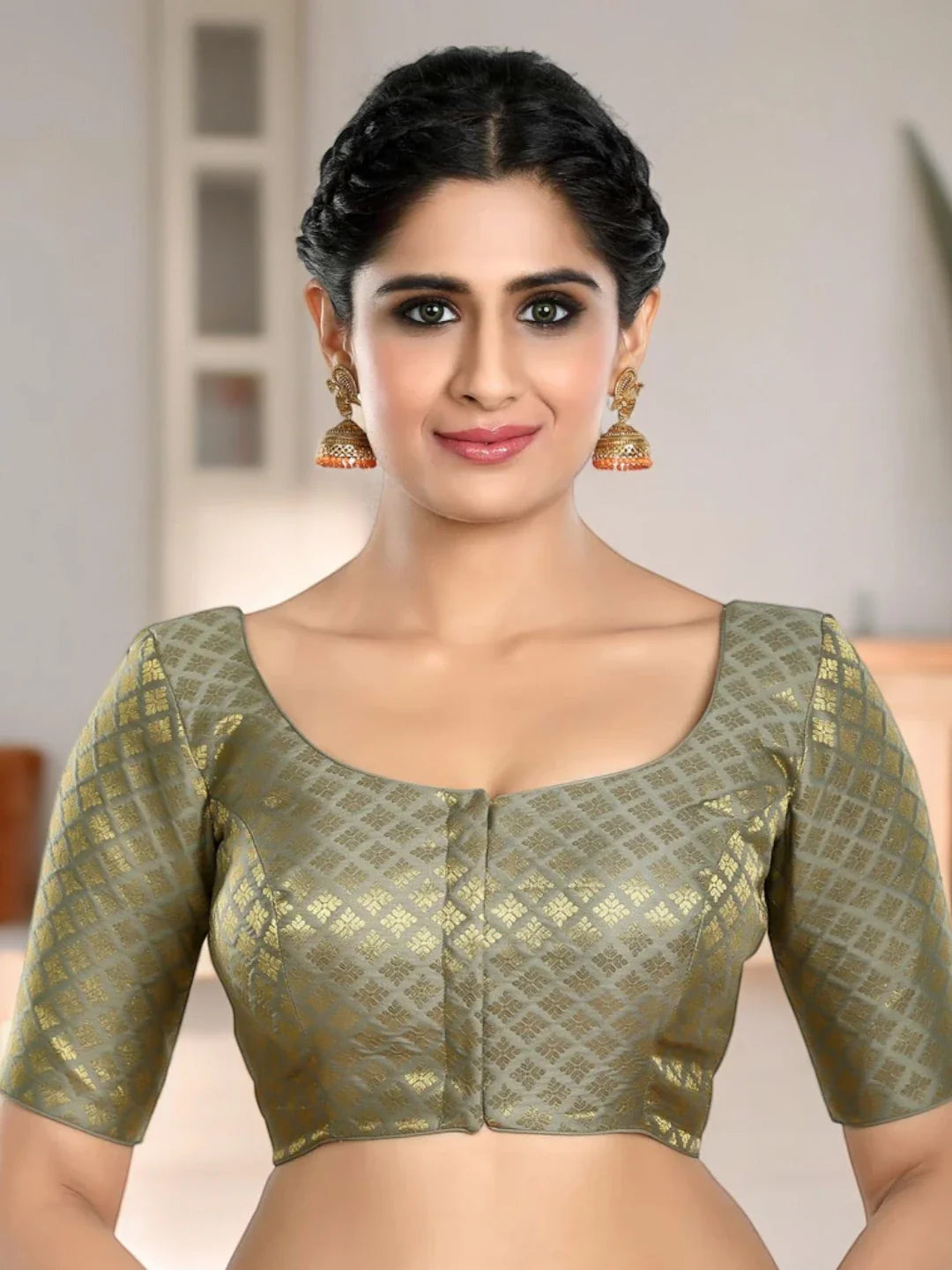 Chic Grey Printed Blouse