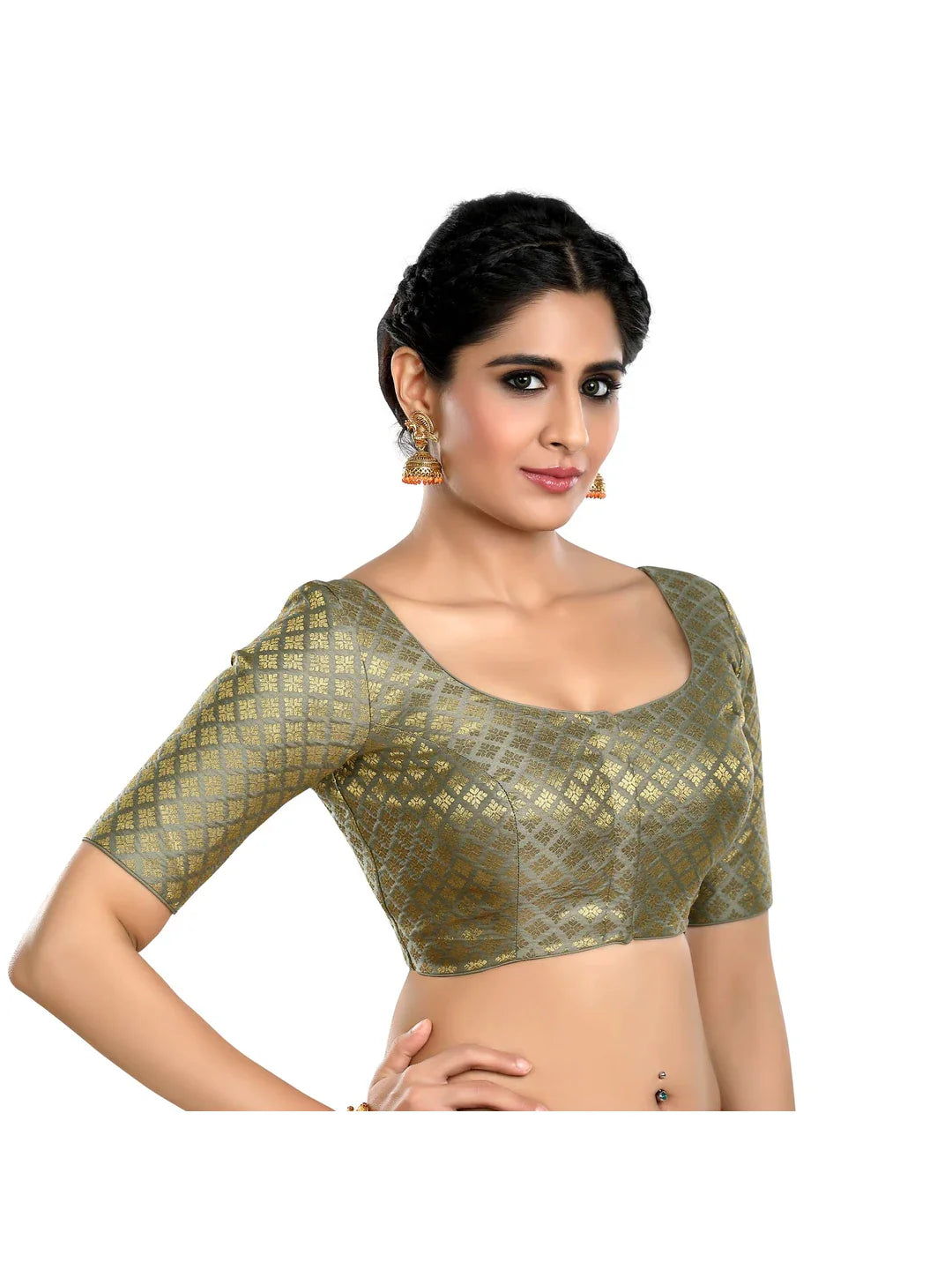 Chic Grey Printed Blouse