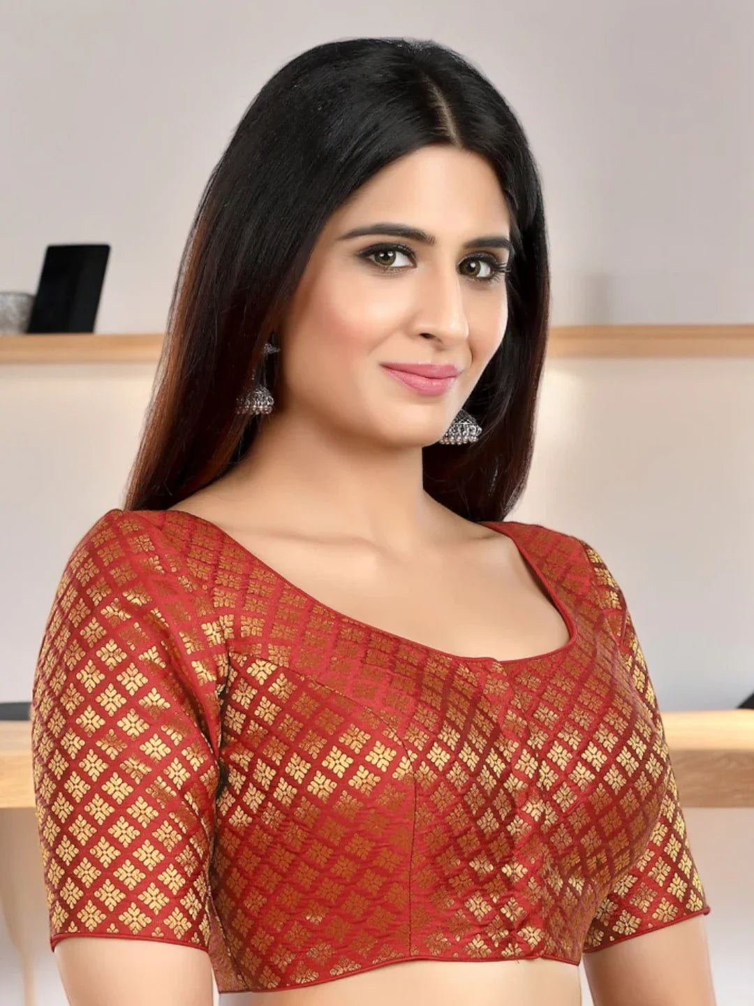 Elegant Maroon Printed Blouse