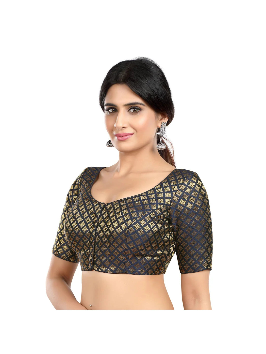 Navy Blue Printed Blouse