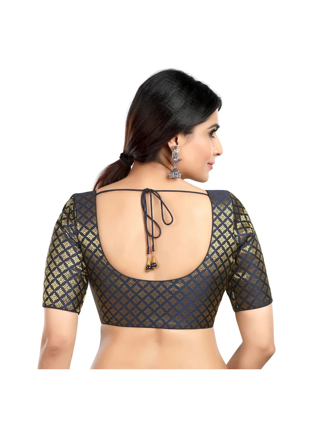 Navy Blue Printed Blouse