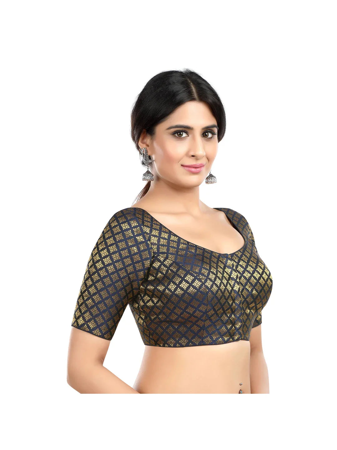 Navy Blue Printed Blouse