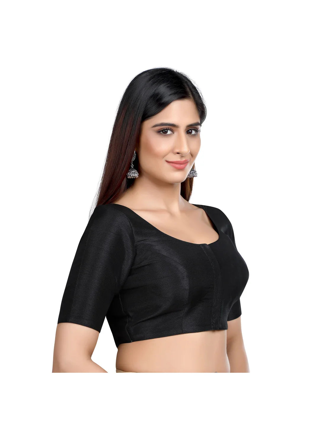 Sleek Black Kora Silk Blouse
