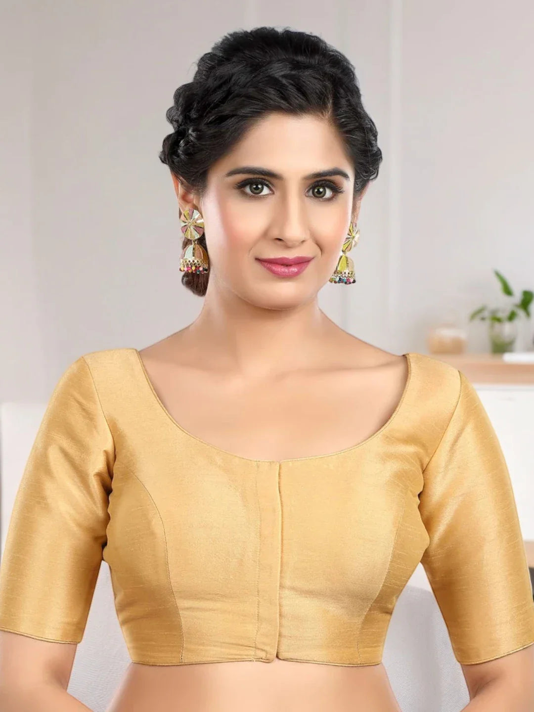 Golden Elegance Kora Silk Blouse