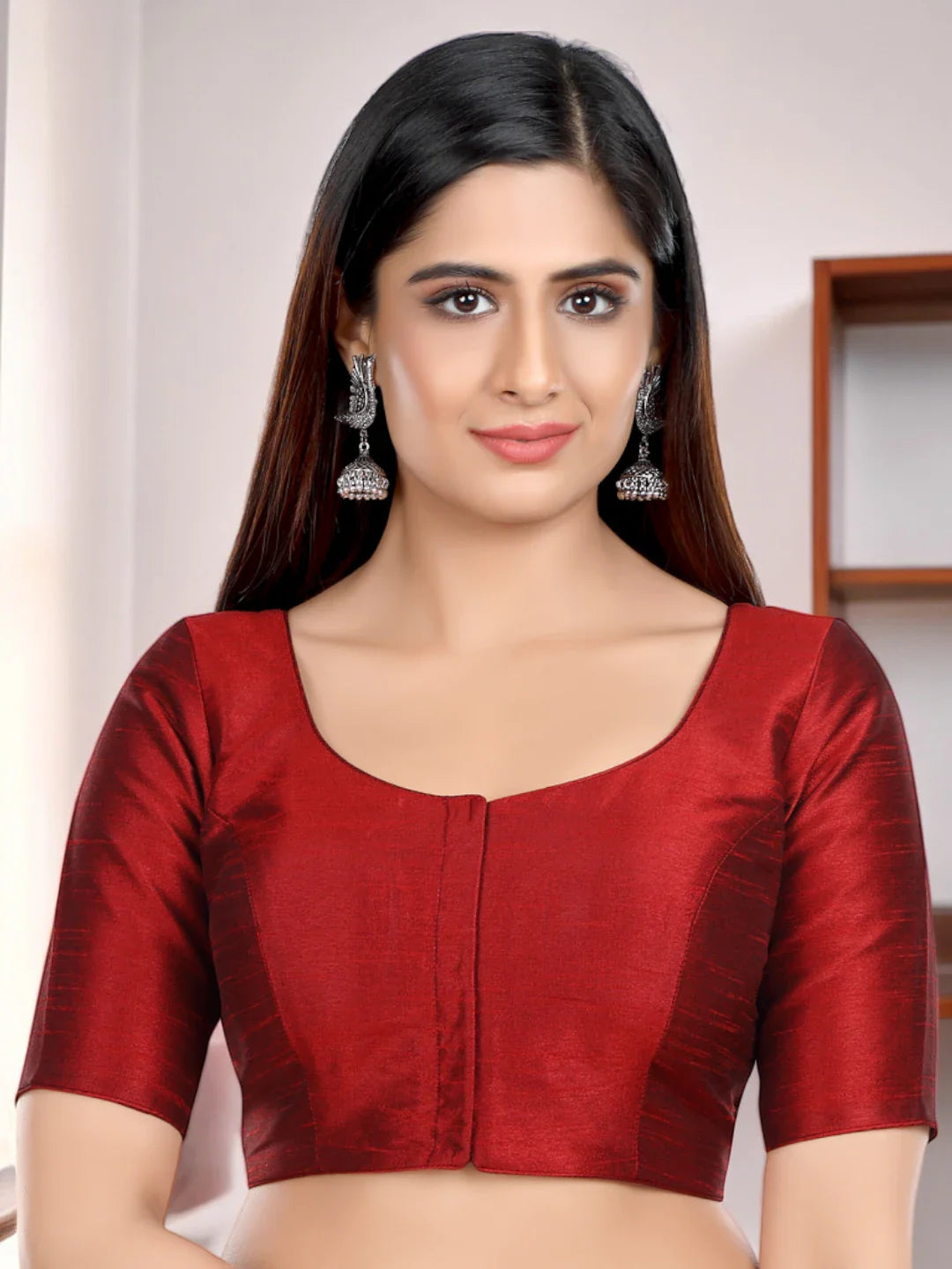 Burgundy Maroon Kora Silk Blouse