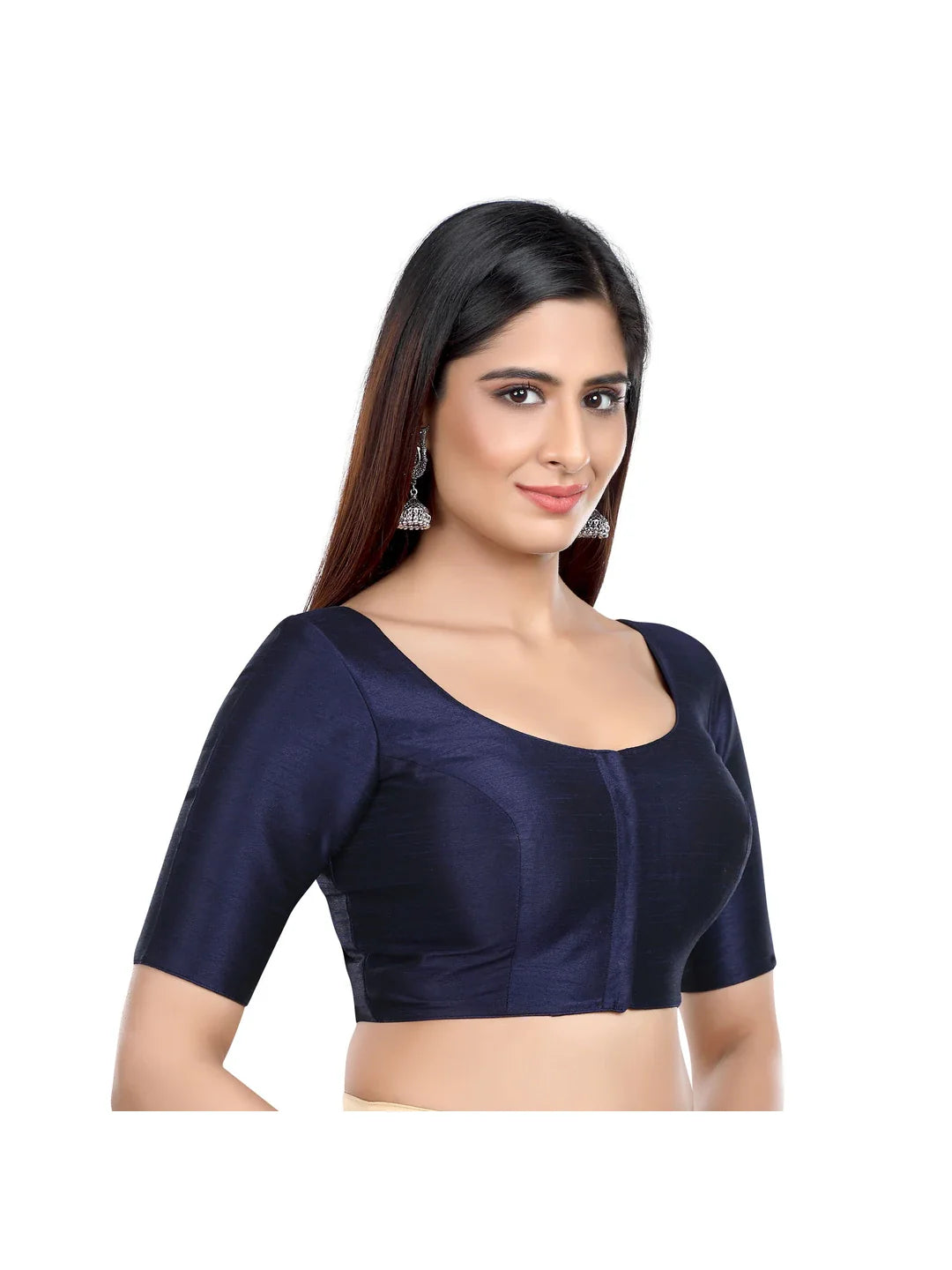 Navy Blue Kora Silk Blouse