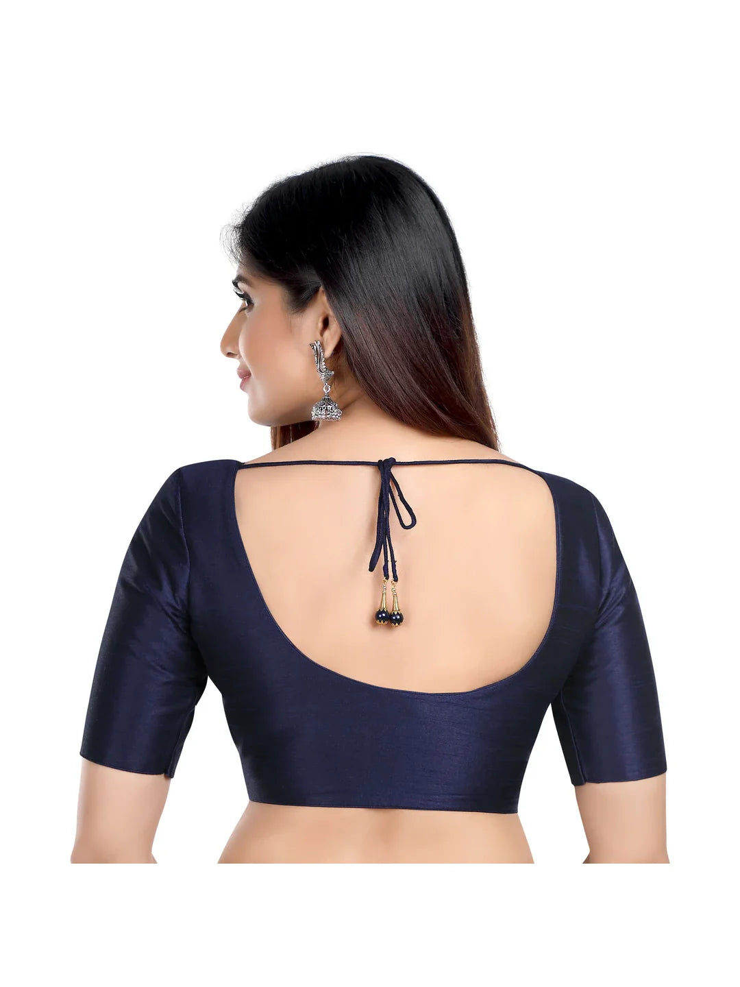 Navy Blue Kora Silk Blouse