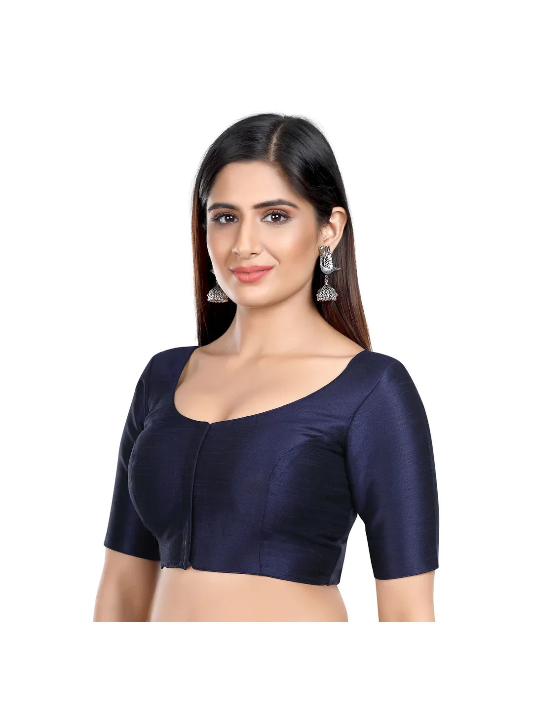 Navy Blue Kora Silk Blouse