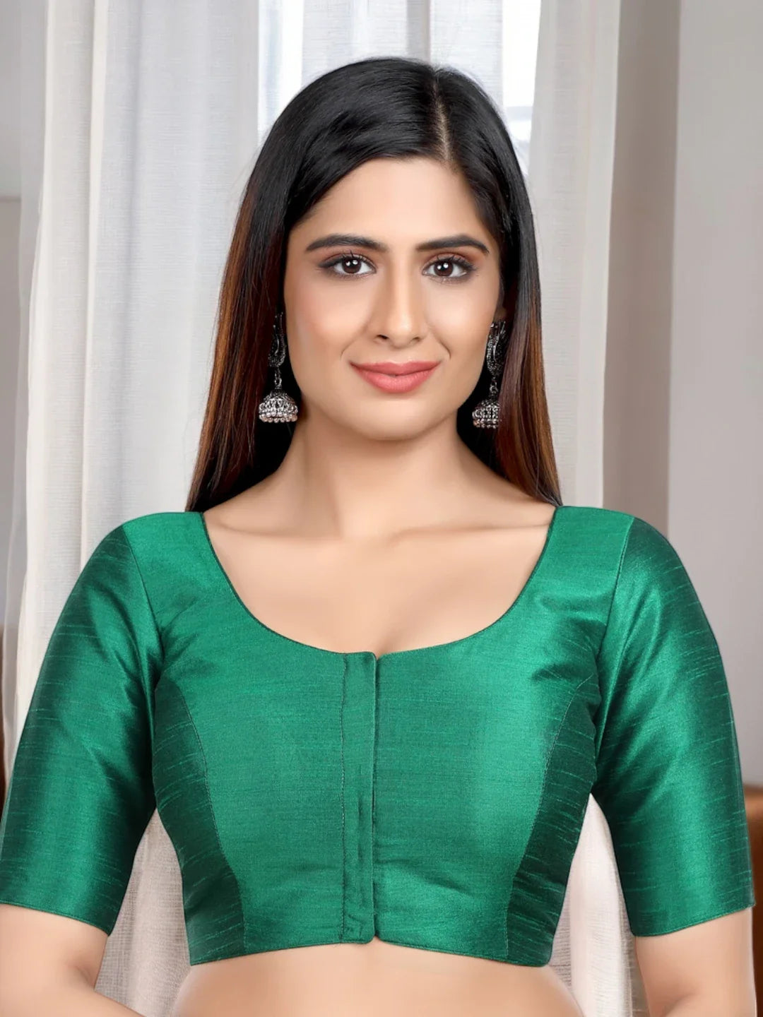 Rama Green Kora Silk Blouse