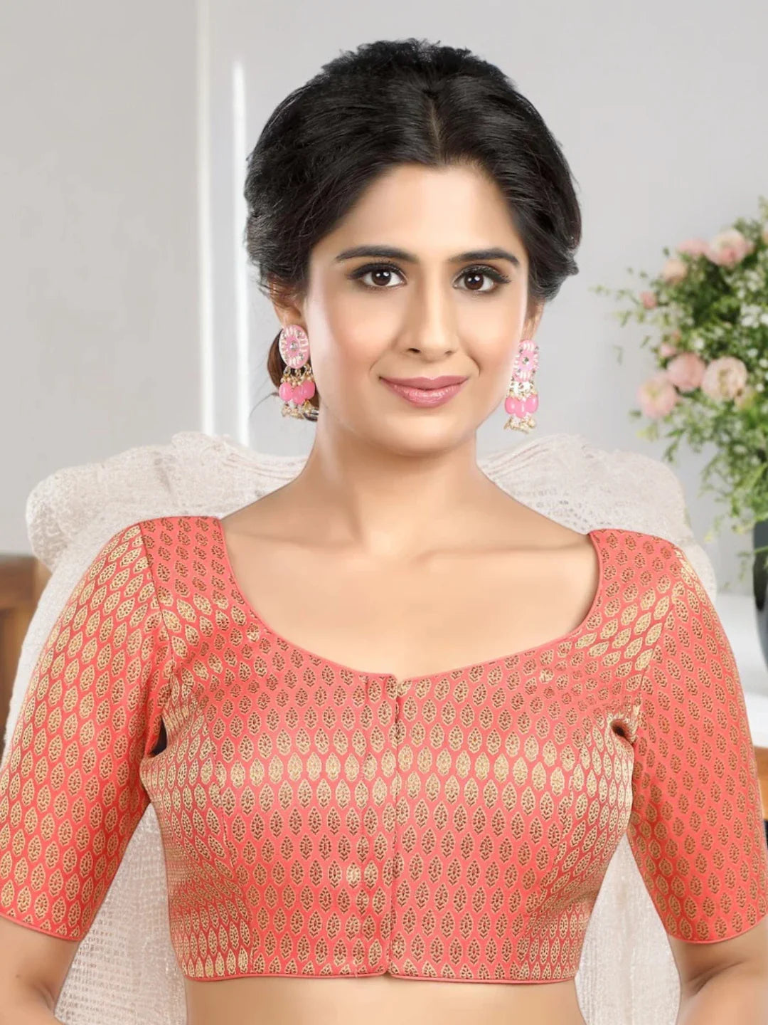 Brocade Pink Printed Blouse