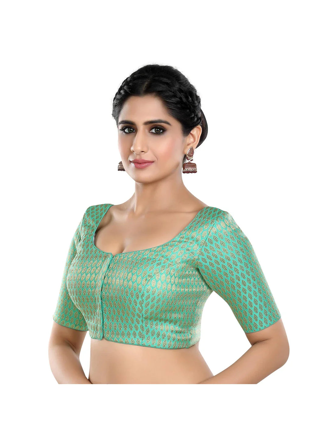 Brocade Pista Green Printed Blouse