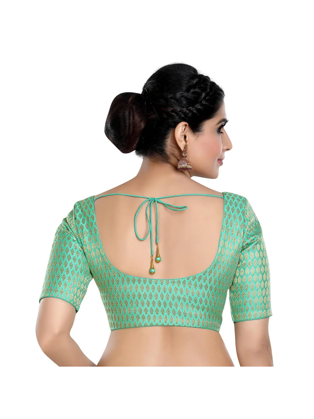 Brocade Pista Green Printed Blouse