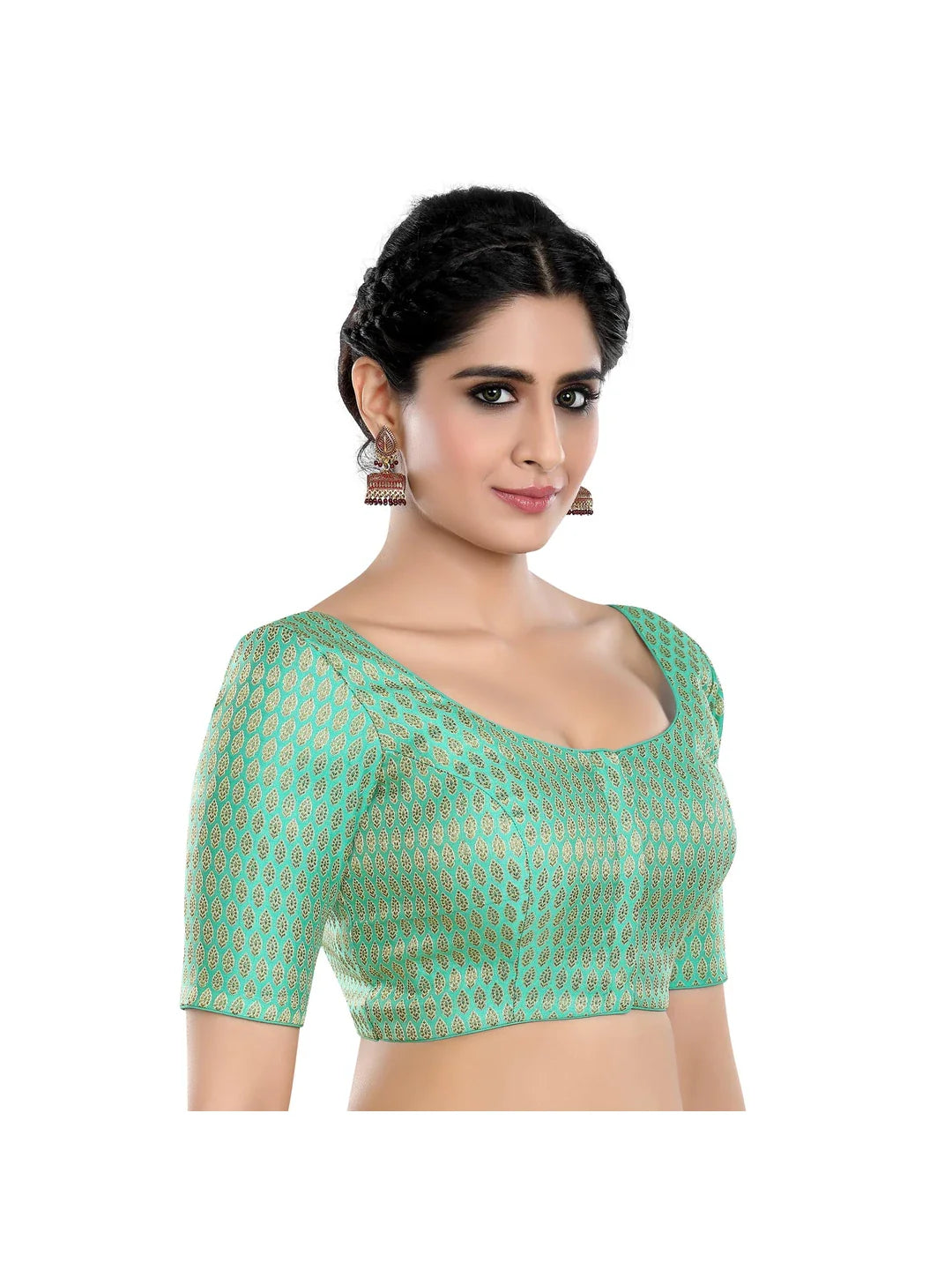 Brocade Pista Green Printed Blouse