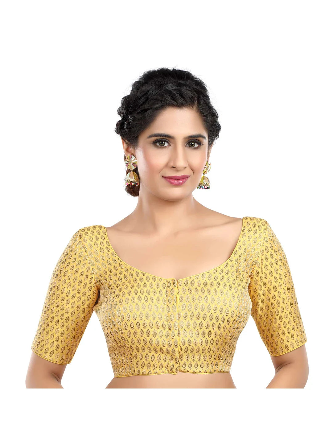 Brocade Yellow Printed Blouse