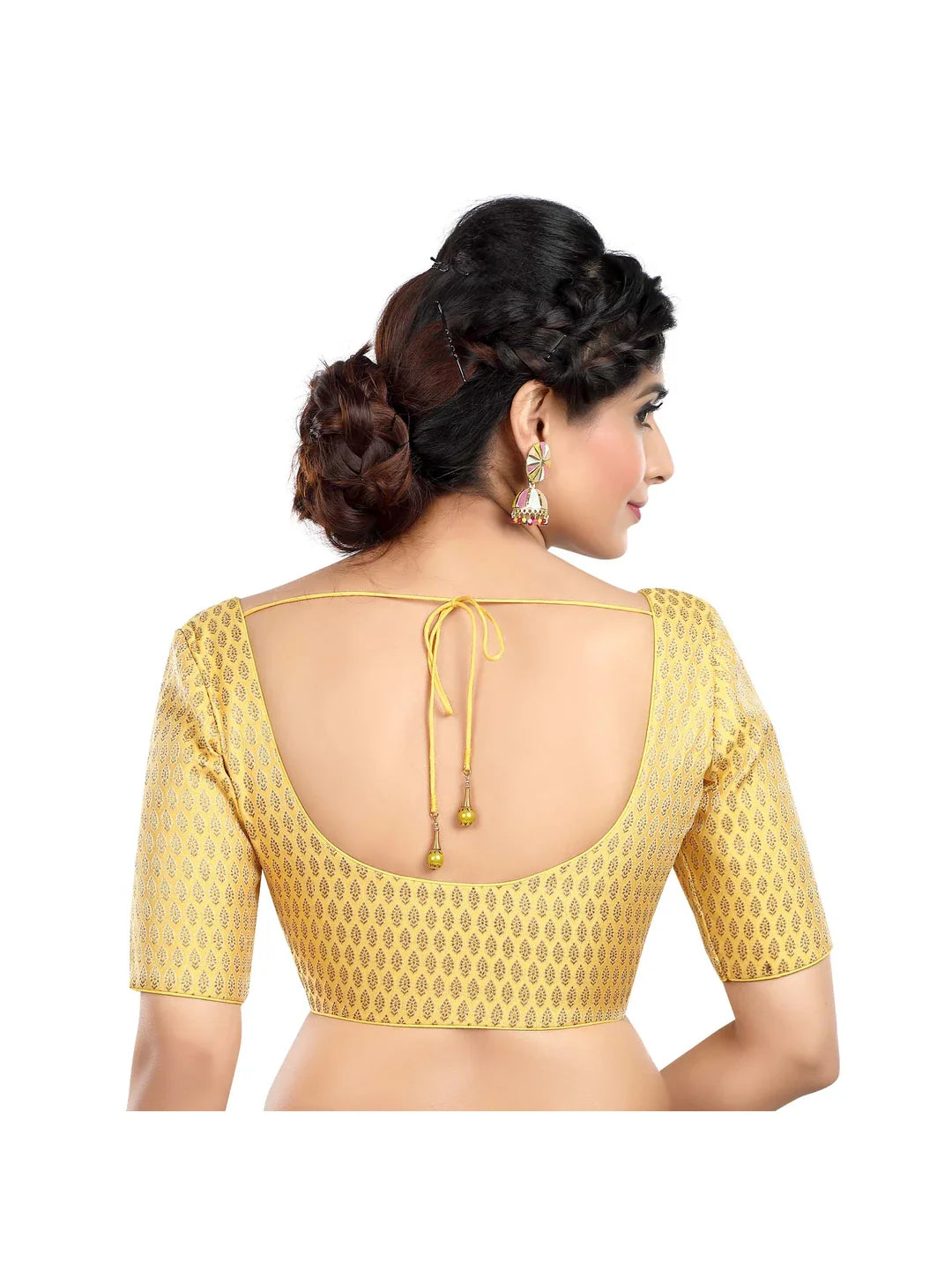 Brocade Yellow Printed Blouse