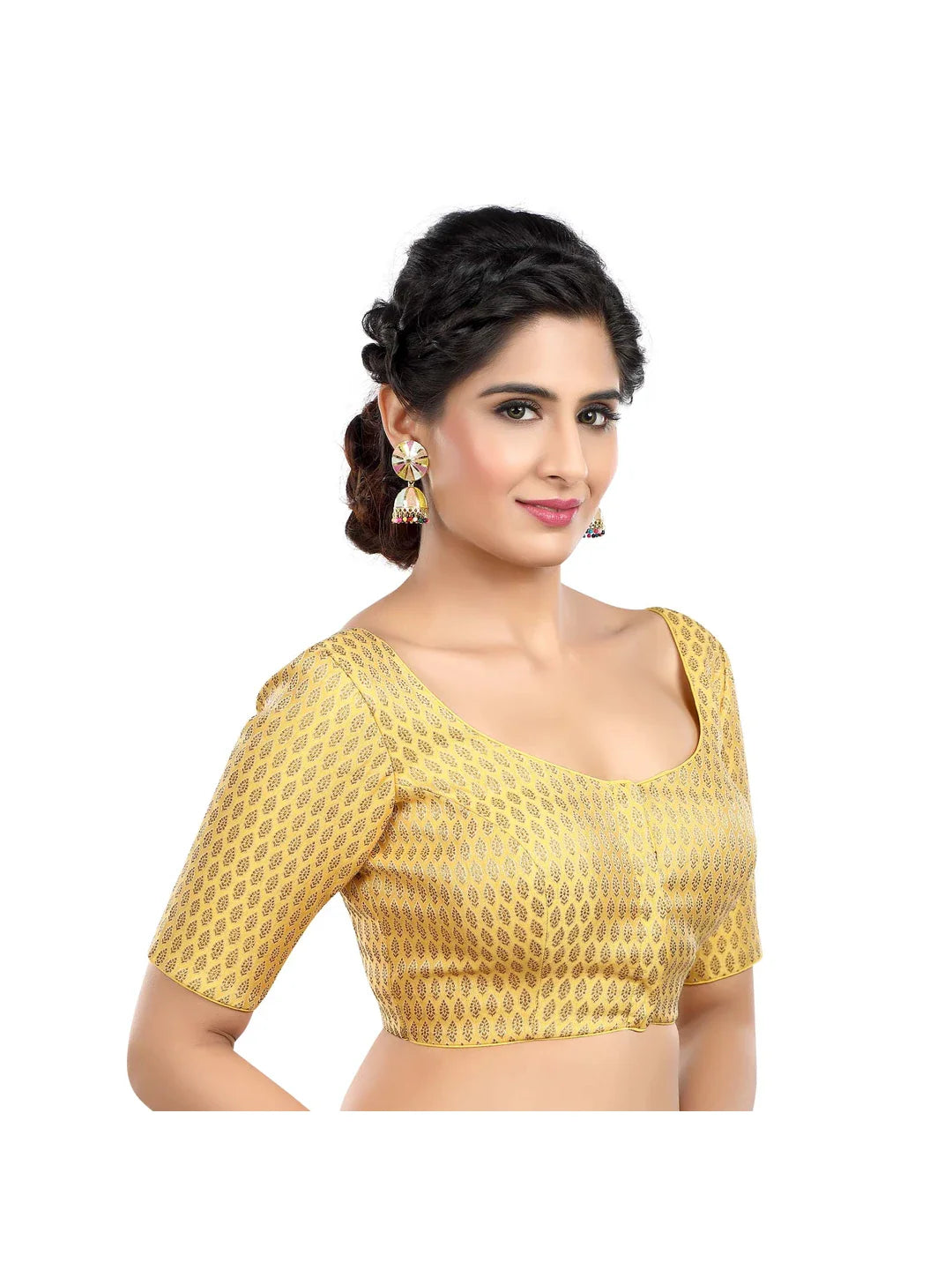 Brocade Yellow Printed Blouse