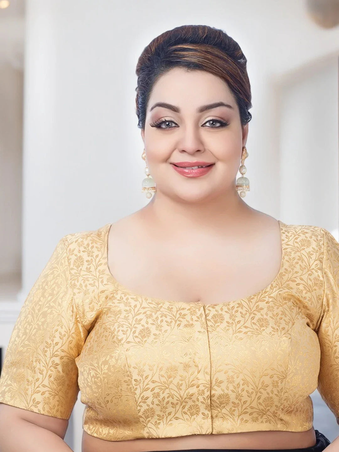 Golden Floral Print Blouse