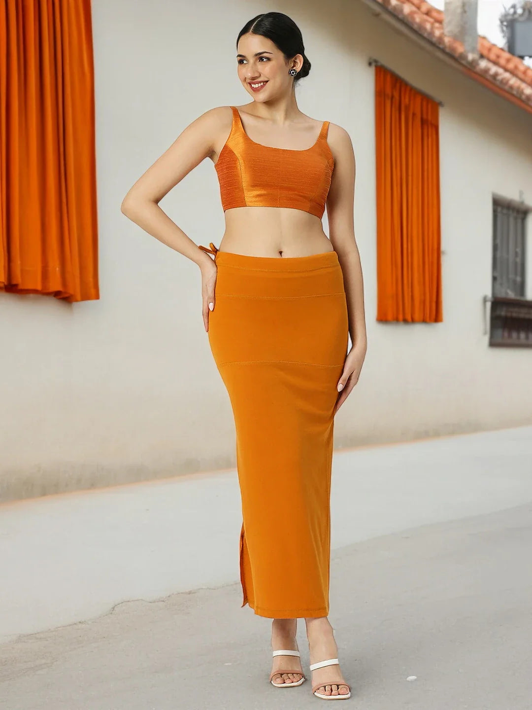 Cotton Lycra Tangerine Orange Shapewear