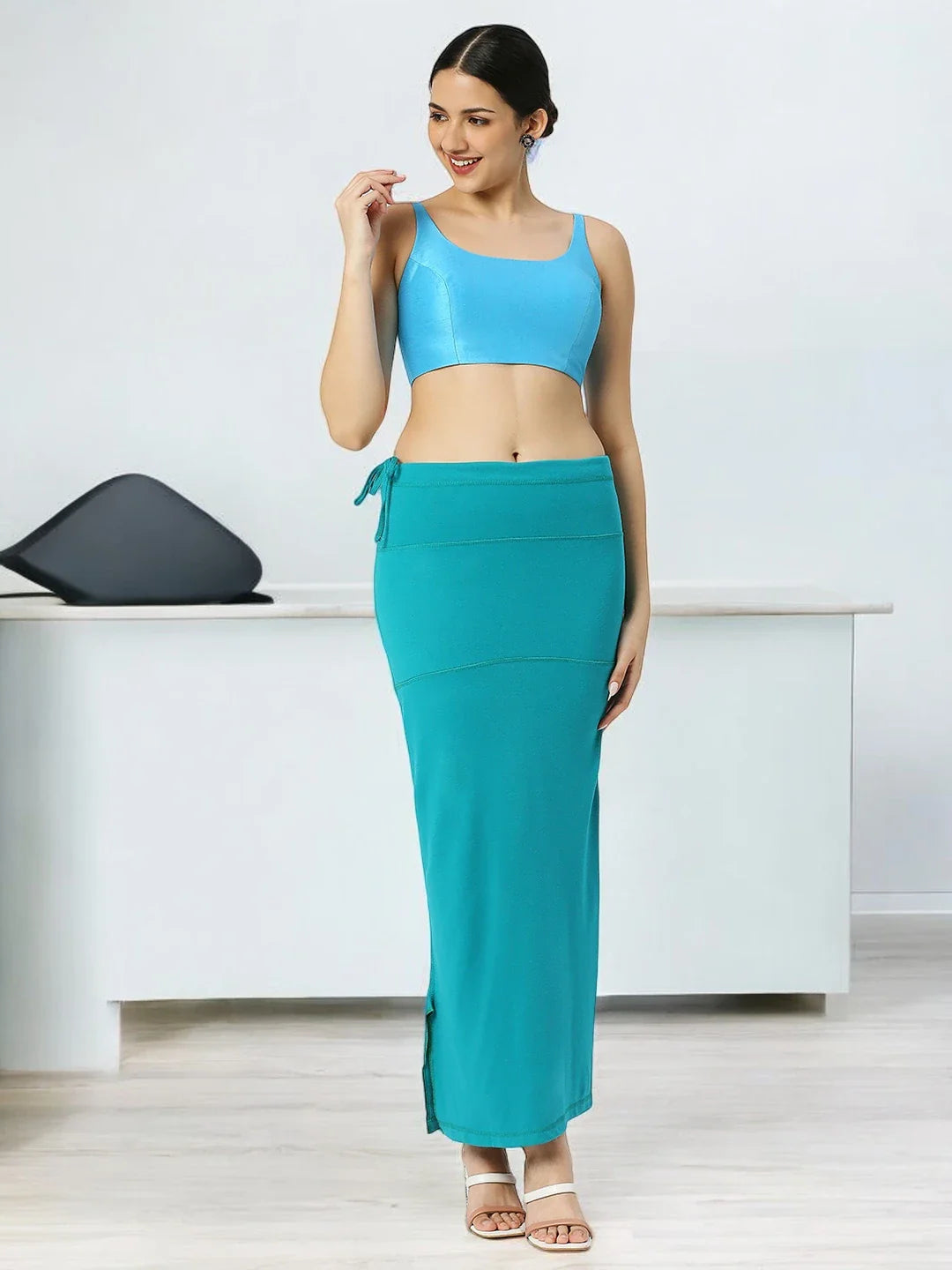 Cotton Lycra Peacock Blue Shapewear