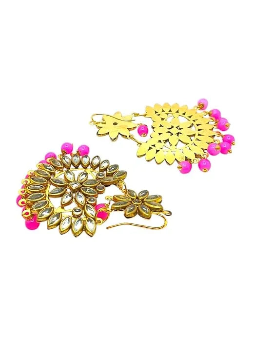 Radiant Gold-Toned Hot Pink Beads Jewelry Set
