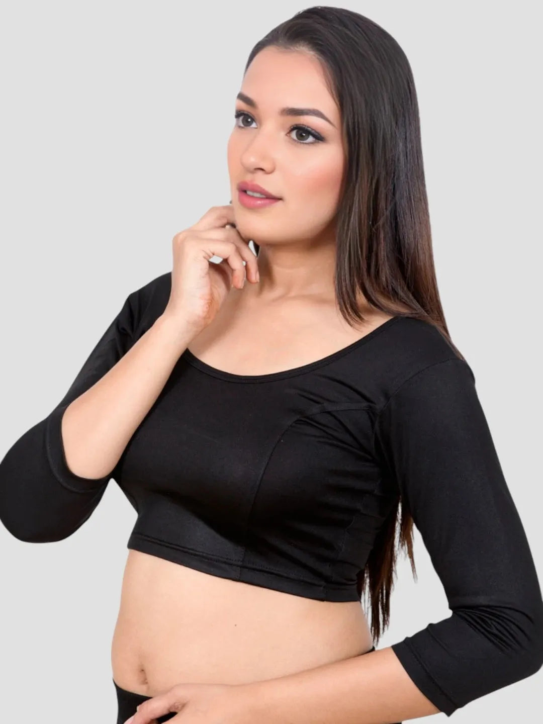 Black Lycra Stretchable Blouse