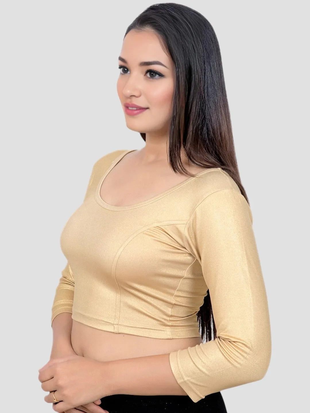 Gold Lycra Stretchable Blouse
