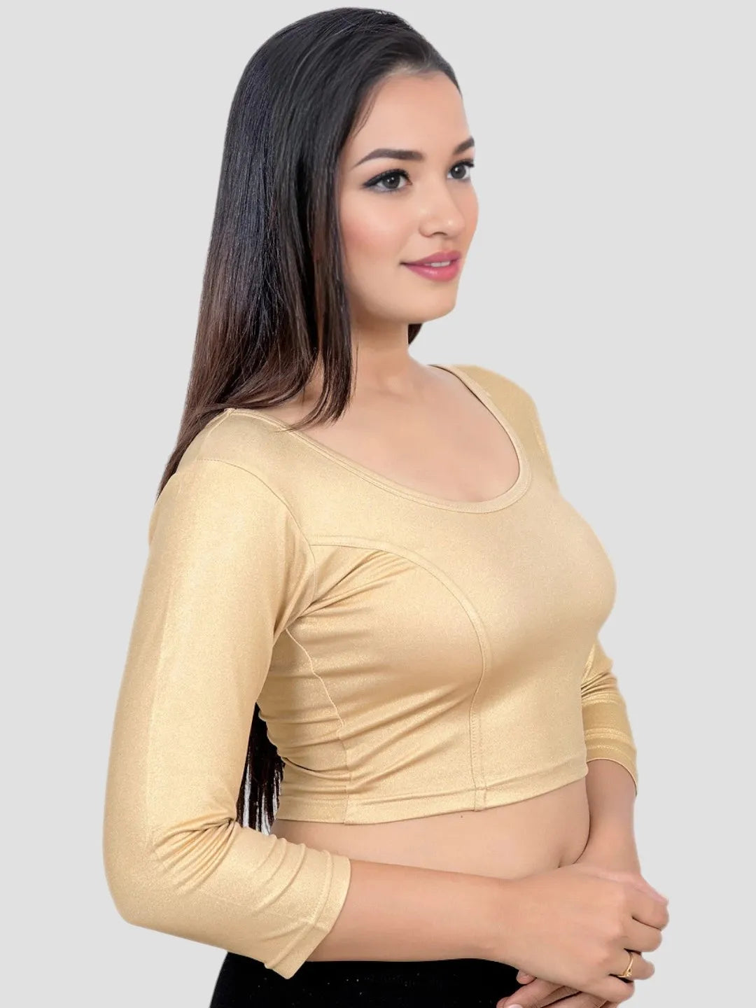 Gold Lycra Stretchable Blouse