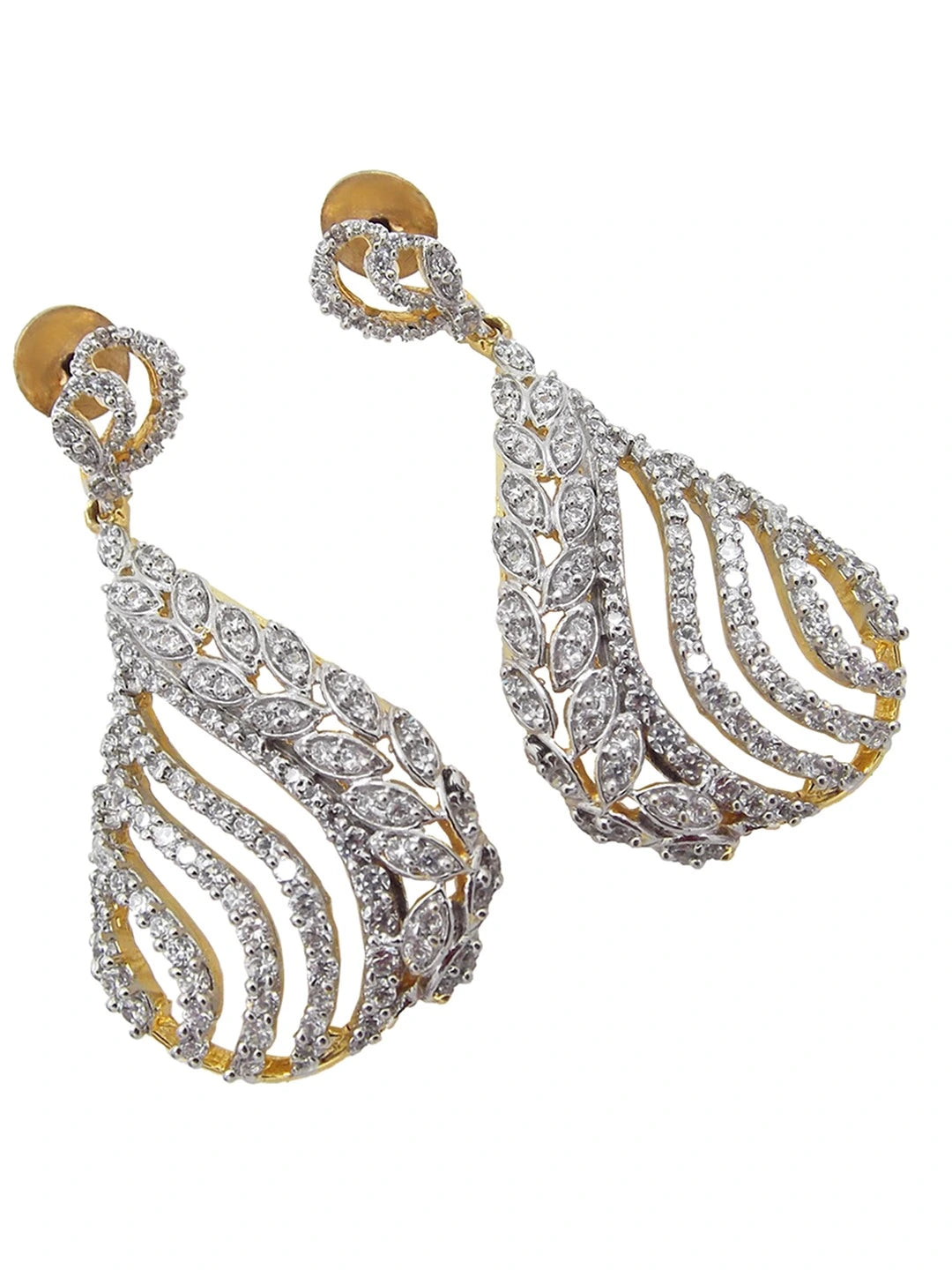American Diamond Leaf Shaped Earrings