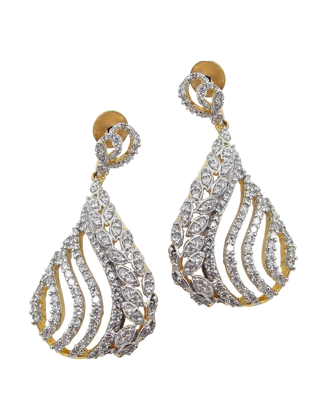 American Diamond Leaf Shaped Earrings