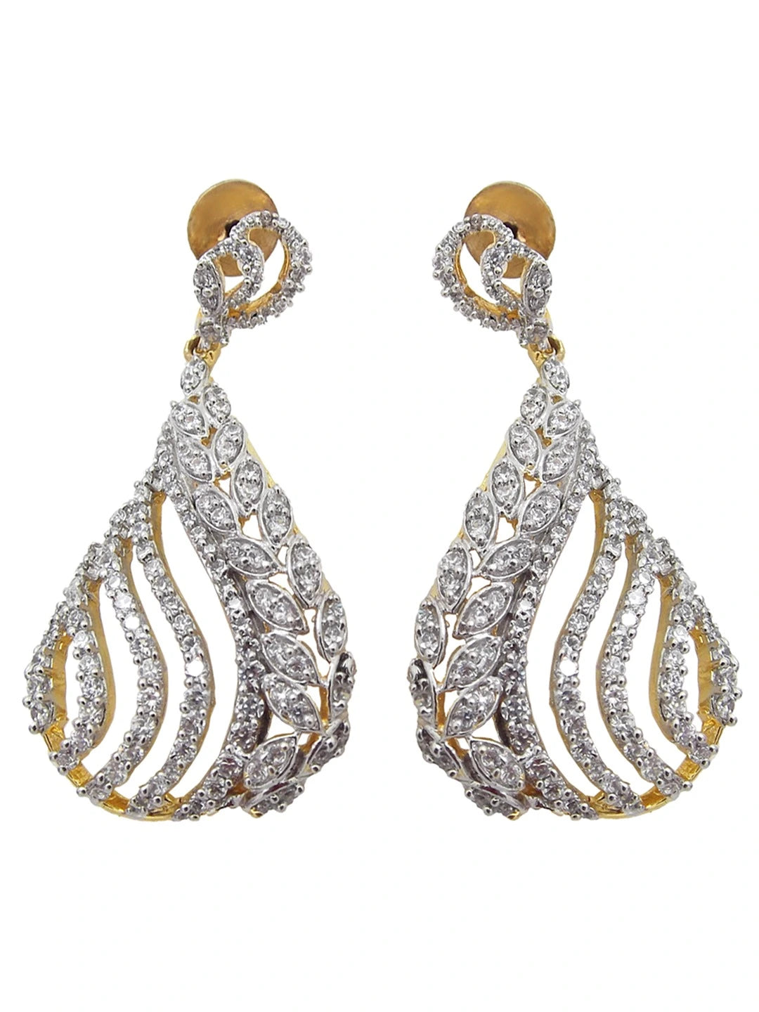 American Diamond Leaf Shaped Earrings