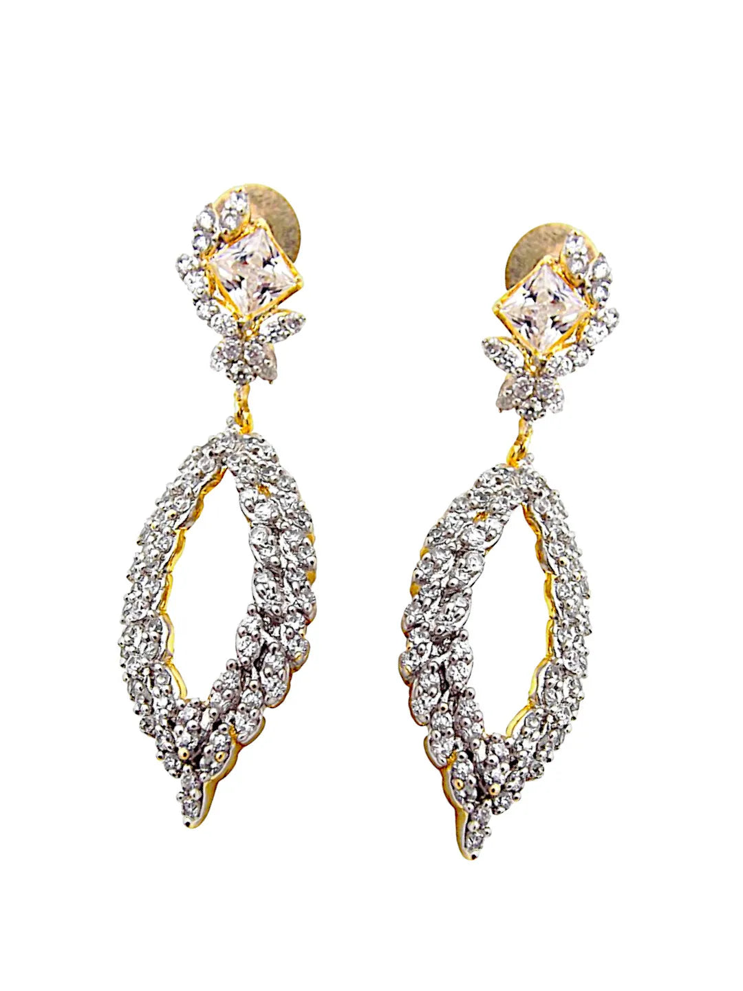 Silver-Toned Geometric Drop Earrings