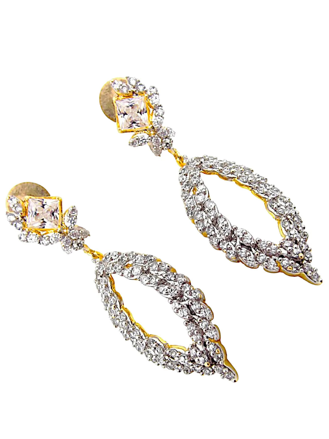 Silver-Toned Geometric Drop Earrings