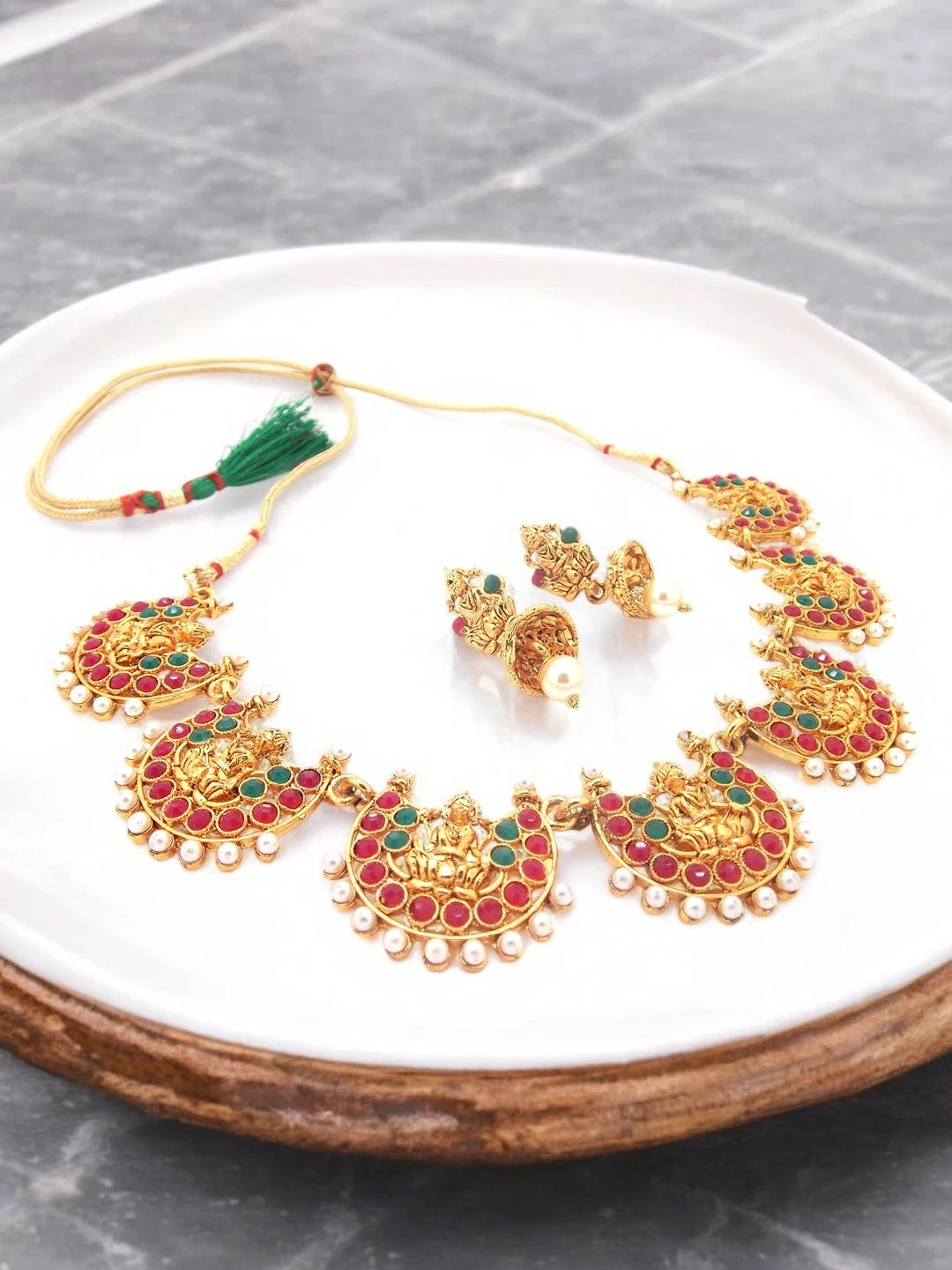 Gold Plated Temple Jewellery Set