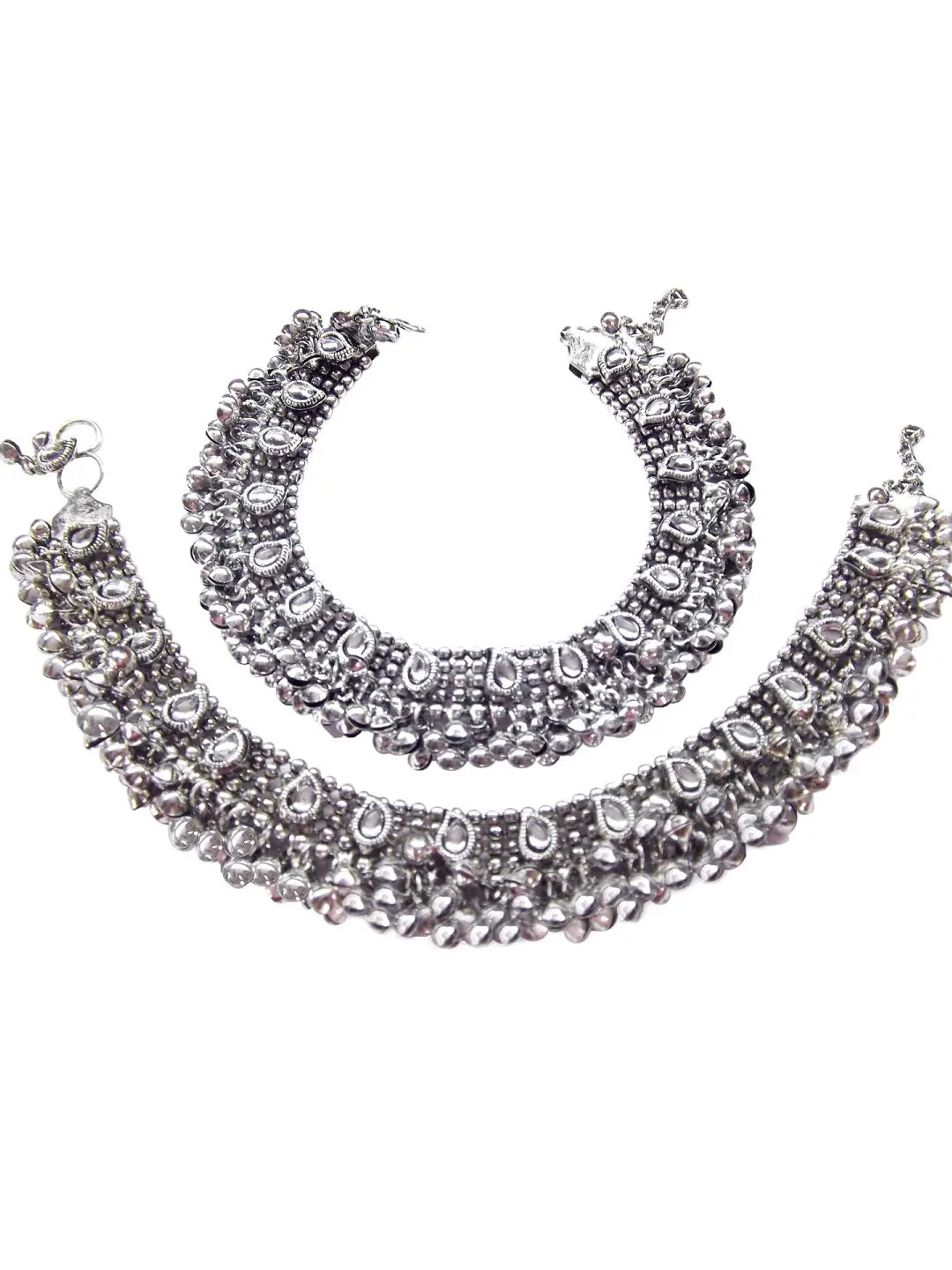 Silver Oxidised Ghungroo Anklet