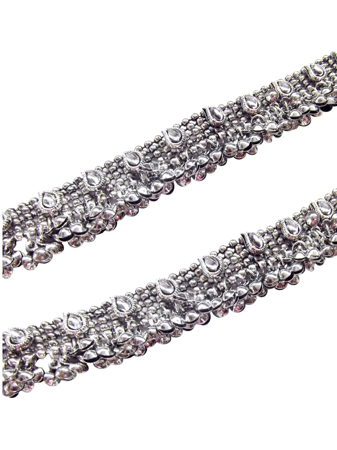 Silver Oxidised Ghungroo Anklet