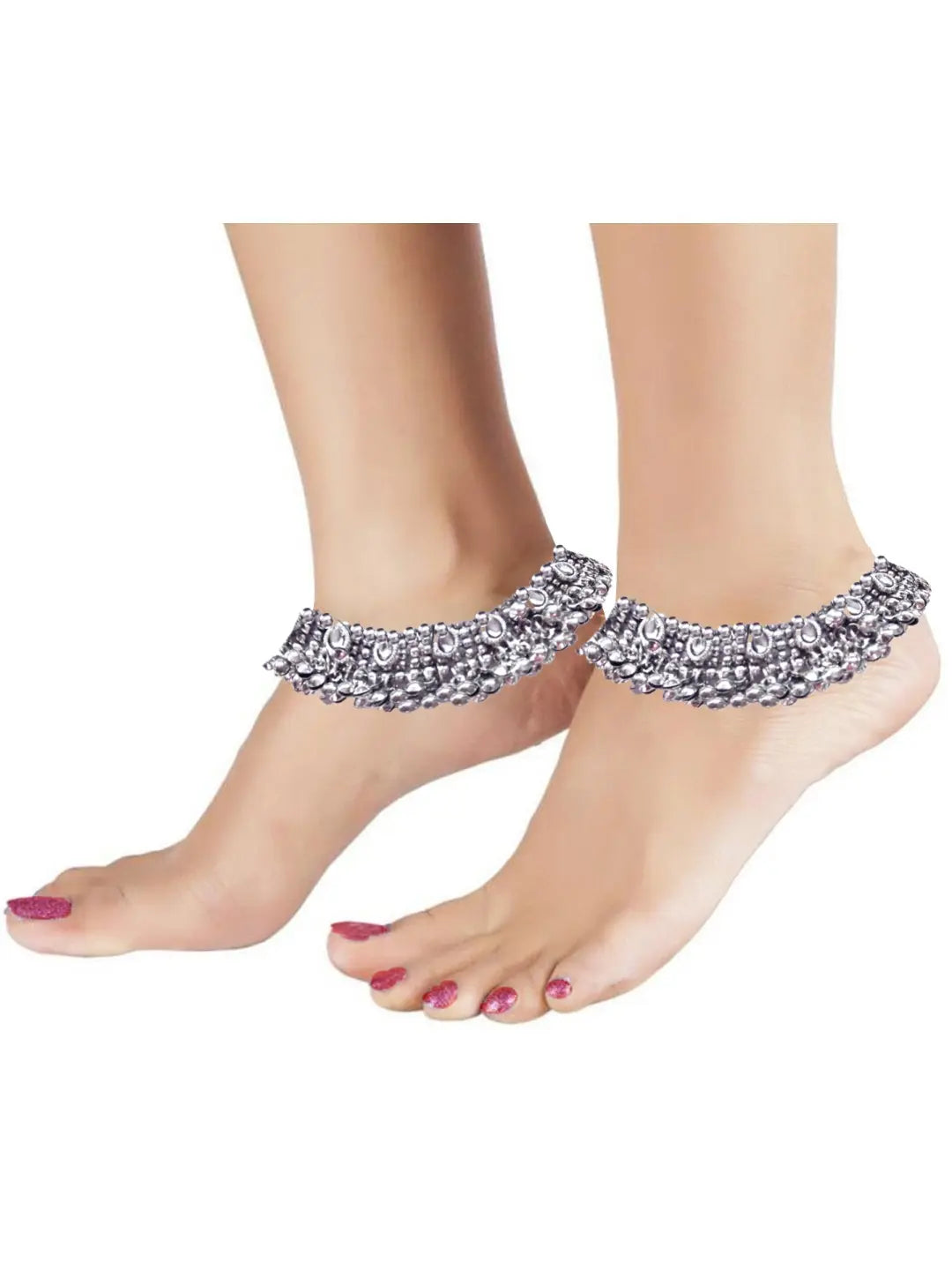 Silver Oxidised Ghungroo Anklet