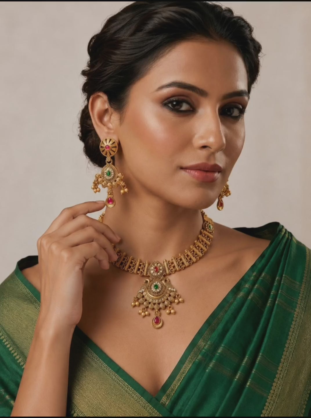 Gold Plated Filigree CZ Necklace Set