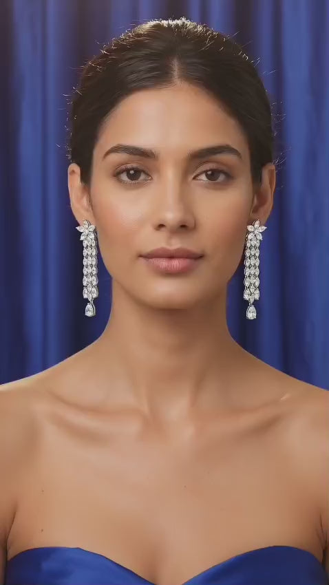 Gold Plated Baguette CZ Earrings