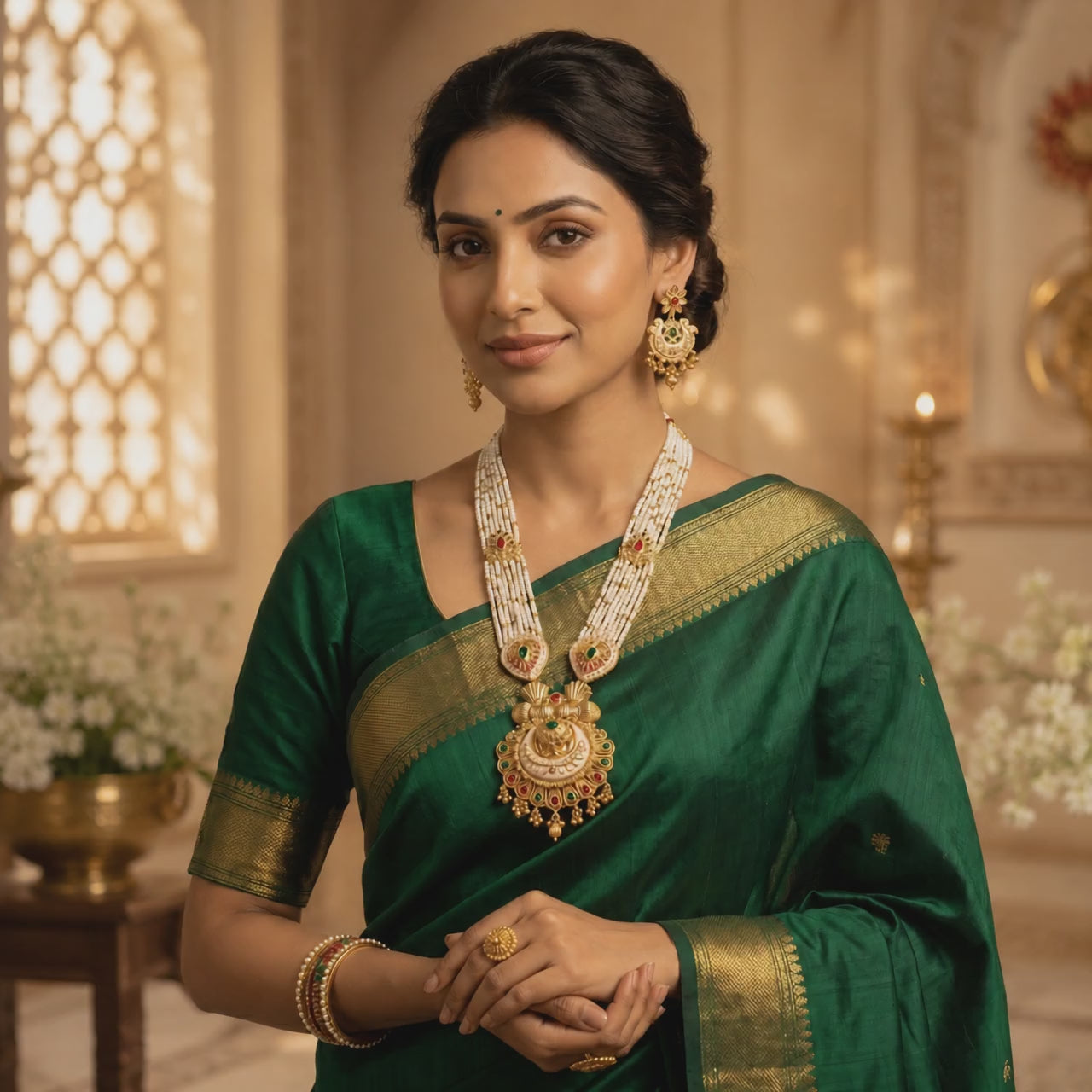 Gold Plated Meenakari Seed Beads Long Necklace Set